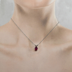 Madagascar Ruby Pear Shape 1.2 Carat Pendant in 14K White Gold