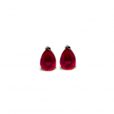 Madagascar Ruby Pear Shape 1.99 Carat Stud Earrings in 14K White Gold