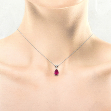 Madagascar Ruby Pear Shape 2.15 Carat Pendant in 14K White Gold (Chain Not Included)