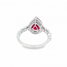 Madagascar Ruby Pear Shape 3.22 Carat Ring With Diamond Accent in 14K White Gold (RG0414)