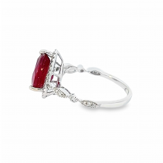 Madagascar Ruby Pear Shape 3.22 Carat Ring With Diamond Accent in 14K White Gold (RG0414)