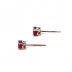 Madagascar Ruby Round 0.73 Carat Stud Earrings in 14K White Gold