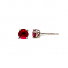 Madagascar Ruby Round 0.73 Carat Stud Earrings in 14K White Gold