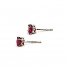 Madagascar Ruby Round 1.30 Carat Stud Earrings in 14K White Gold