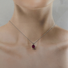 Madagascar Ruby Round 2.04 Carat Pendant in 14K White Gold(Chain Not Included)