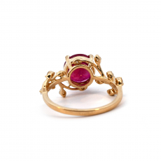 Madagascar Ruby Round 2.19 Carat Ring In 14K Yellow Gold With Diamond Accent.