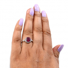 Madagascar Ruby Round 2.40 Carat ring in 14K White Gold with Diamond Accents