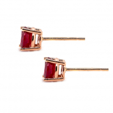 Madagascar Ruby Round 2.61 Carat Stud Earring in 14k Rose Gold