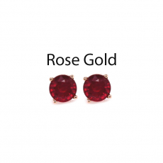 Madagascar Ruby Round 2.61 Carat Stud Earring in 14k Rose Gold