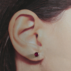 Madagascar Ruby Round 2.63 Carat Stud Earrings in 14K White Gold