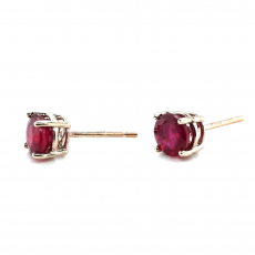 Madagascar Ruby Round 2.63 Carat Stud Earrings in 14K White Gold