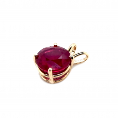 Madagascar Ruby Round 3.85 Carat Pendant in 14K Yellow Gold(Chain Not Included)