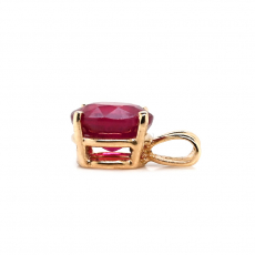 Madagascar Ruby Round 3.85 Carat Pendant in 14K Yellow Gold(Chain Not Included)