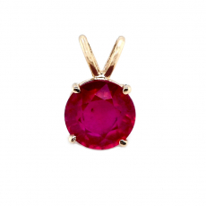 Madagascar Ruby Round 3.85 Carat Pendant in 14K Yellow Gold(Chain Not Included)