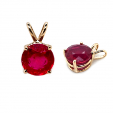 Madagascar Ruby Round 3.85 Carat Pendant in 14K Yellow Gold(Chain Not Included)