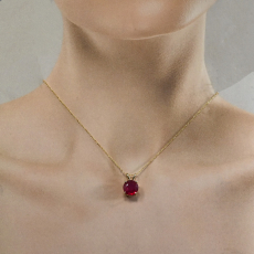 Madagascar Ruby Round 3.85 Carat Pendant in 14K Yellow Gold(Chain Not Included)