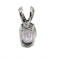 Mystic Topaz Oval Shape 9.27 Carat Pendant In14K White Gold With Accent Diamonds