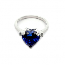 Nigerian Blue Sapphire Heart Shape 4.89 Carat Ring in 14K White Gold with Diamond Accents