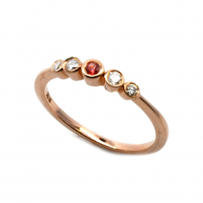 Orange Sapphire 0.07 Carat Stackable Ring Band in 14K Rose Gold with white Gold