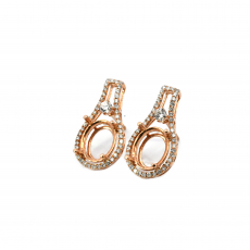 Oval 10x8mm Earring Semi Mount in 14K Rose Gold with Diamond Accents