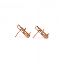 Oval 10x8mm Earring Semi Mount in 14K Rose Gold with Diamond Accents