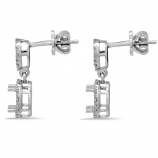 Oval 6x4mm Dangle Earrings in 14K White Gold with Diamond Accents