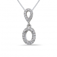 Oval 7x5mm Pendant Semi Mount in 14k White Gold with Diamond Accents(Chain Not Included)