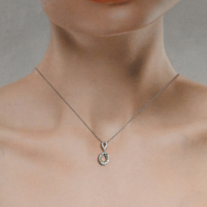 Oval 7x5mm Pendant Semi Mount in 14k White Gold with Diamond Accents(Chain Not Included)