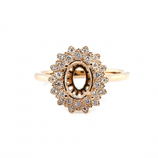 Oval 8x6mm Ring Semi Mount in14K Yellow Gold with Diamonds Accents