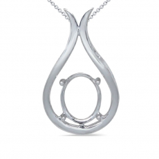 Oval 9.5x7.5mm Pendant Semi Mount in 14K White Gold(Chain Not Included)