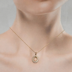 Oval 9x7mm Pendant Semi Mount in 14K Yellow Gold with Diamond Accents(Chain Not Included)