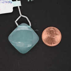 Peruvian Chalcedony Drop Cushion Shape 29x29mm Drilled Bead Single Pendant Piece