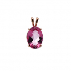 Pink Topaz Oval 2.80 Carat Pendant In 14K Rose Gold (Chain Not Included)