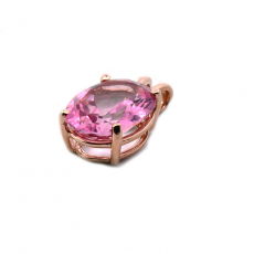 Pink Topaz Oval 2.80 Carat Pendant In 14K Rose Gold (Chain Not Included)