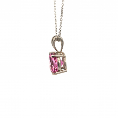 Pink Topaz Round 2.14 Carat Pendant In 14K White Gold (Chain Not Included)