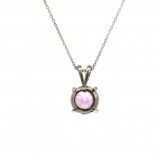 Pink Topaz Round 2.14 Carat Pendant In 14K White Gold (Chain Not Included)