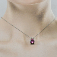 Pink Topaz Round 2.14 Carat Pendant In 14K White Gold (Chain Not Included)