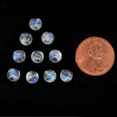 Rainbow Moonstone Cab Round 6mm Approximately 8.32 Carat