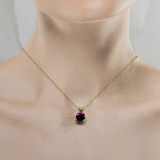 Rhodolite Garnet Round 2.76 Carat Pendant in 14K Yellow Gold(Chain Not Included)