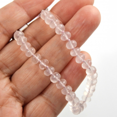 Rose Quartz Beads Roundelle Shape 6mm Accent Bead 6 Inch line