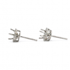 Round 4mm Earring Semi Mount in 14K White Gold With Diamond Accents (ER0860)