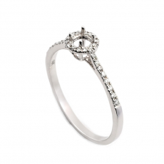 Round 4mm Halo Ring Semi Mount in 14K White Gold with Diamond Accents