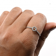 Round 4mm Halo Ring Semi Mount in 14K White Gold with Diamond Accents