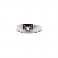 Round 4mm Men's Ring Semi Mount  In 14K White Gold(RG5797)