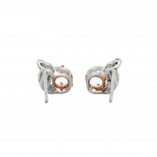 Round 5mm Earring Semi Mount in 14K Dual Tone (White/Rose Gold) With Diamond Accents (UER0181)