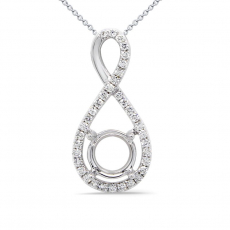 Round 6.5mm Pendant Semi Mount in 14K White Gold with Diamond Accents(Chain Not Included)