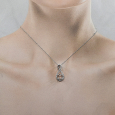 Round 6.5mm Pendant Semi Mount in 14K White Gold with Diamond Accents(Chain Not Included)