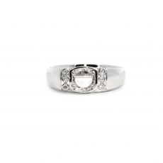 Round 6mm Ring Semi Mount in 14K White Gold with Diamond Accents