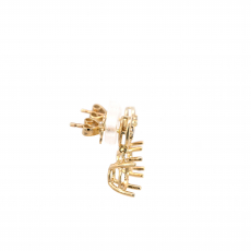 Round 8mm  Earring Semi Mount in 14K Yellow Gold with Diamond Accents