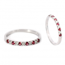 Spinel 0.13 Carat Stackable Wedding Ring Band In 14K White Gold with Diamonds